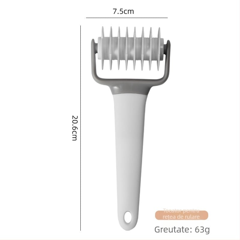 Rulou din plastic pentru aluat cu perforator pentru pizza, cuțit fondant, matriță pentru biscuiți, cuțit pizza cu model din plasă