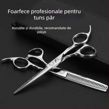 Foarfece de păr 440C, profesionale, lamă în formă de frunză de salcie, pentru texturizare