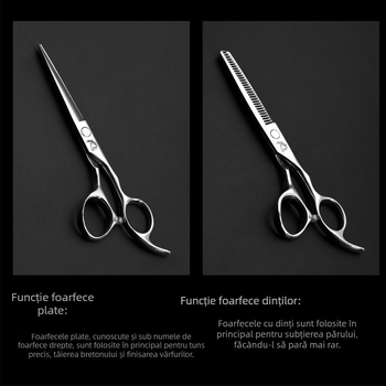 Foarfece de păr 440C, profesionale, lamă în formă de frunză de salcie, pentru texturizare