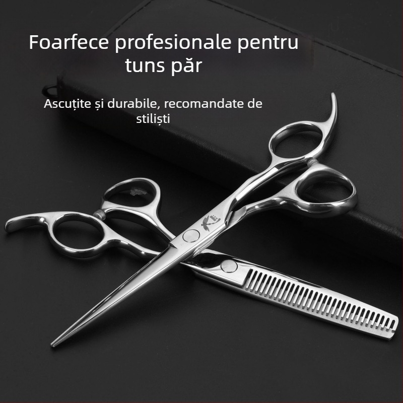 Foarfece de păr 440C, profesionale, lamă în formă de frunză de salcie, pentru texturizare