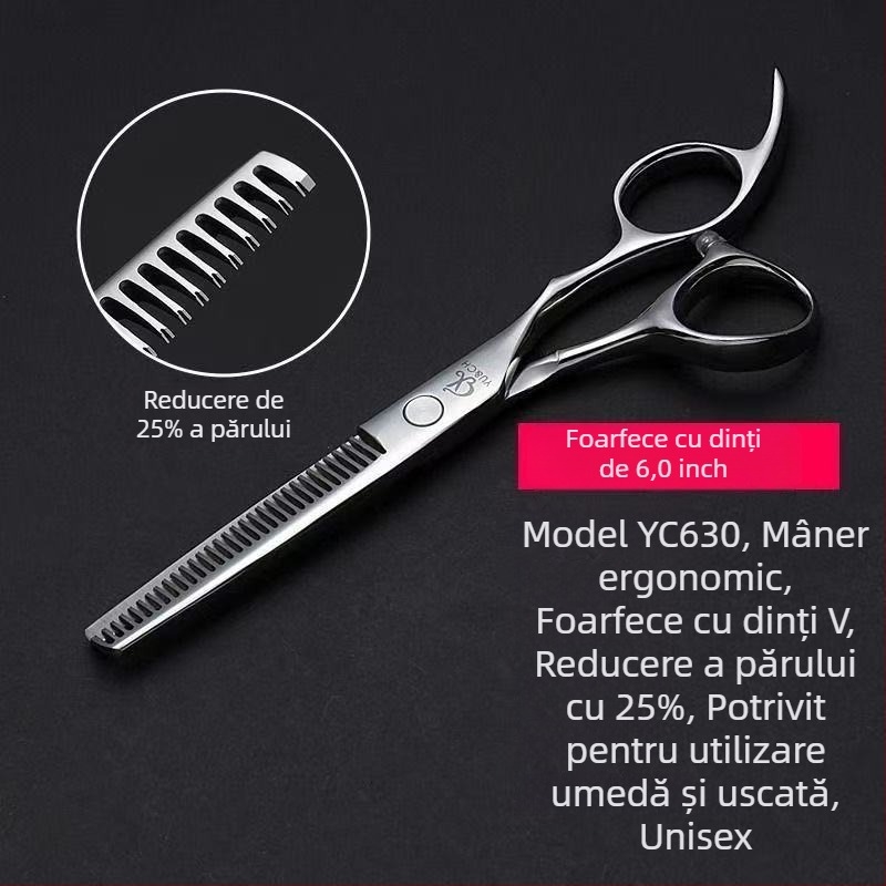 Foarfece de păr 440C, profesionale, lamă în formă de frunză de salcie, pentru texturizare