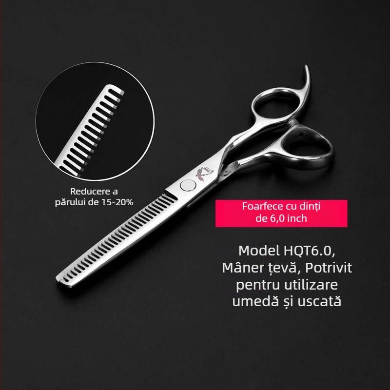 Foarfece de păr 440C, profesionale, lamă în formă de frunză de salcie, pentru texturizare