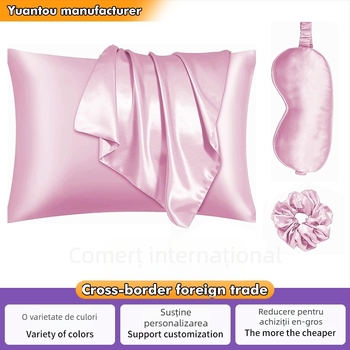 Set fețe de pernă satin cu mască de ochi și elastic pentru păr – 100% poliester, țesătură twill, imprimare digitală