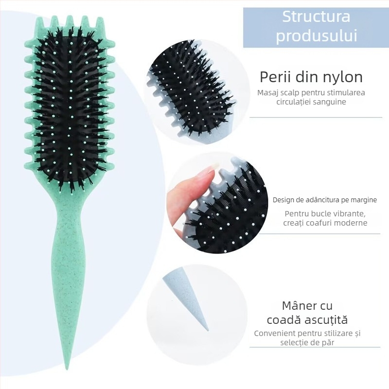 Perie de definire a buclelor – ABS, pieptene curling, Color ode