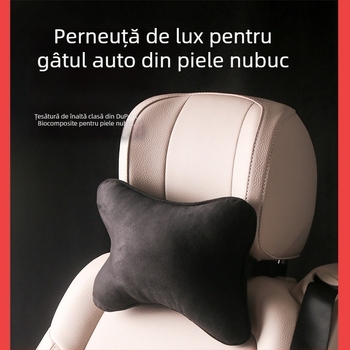Perne de gât auto cu model geometric, exterior pluș artificial și umplutură din fibre sintetice