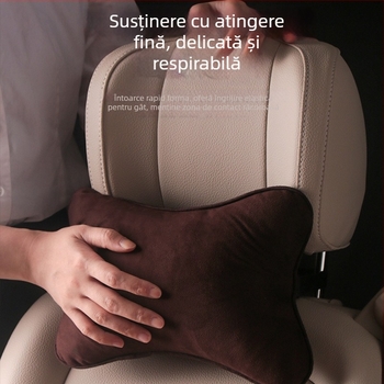 Perne de gât auto cu model geometric, exterior pluș artificial și umplutură din fibre sintetice