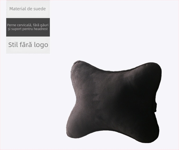 Perne de gât auto cu model geometric, exterior pluș artificial și umplutură din fibre sintetice