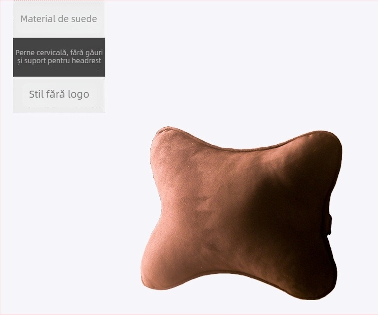 Perne de gât auto cu model geometric, exterior pluș artificial și umplutură din fibre sintetice
