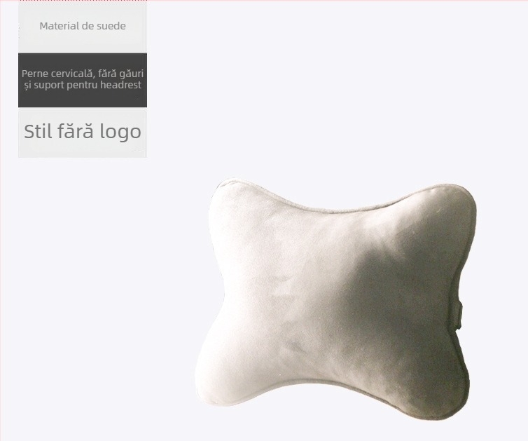 Perne de gât auto cu model geometric, exterior pluș artificial și umplutură din fibre sintetice
