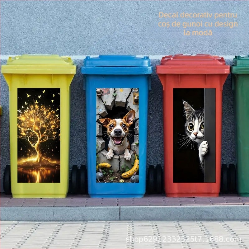 Autocolant decorativ de perete din PVC, impermeabil, autoadeziv, model abstract/floral/animal, 1 bucată, model plat