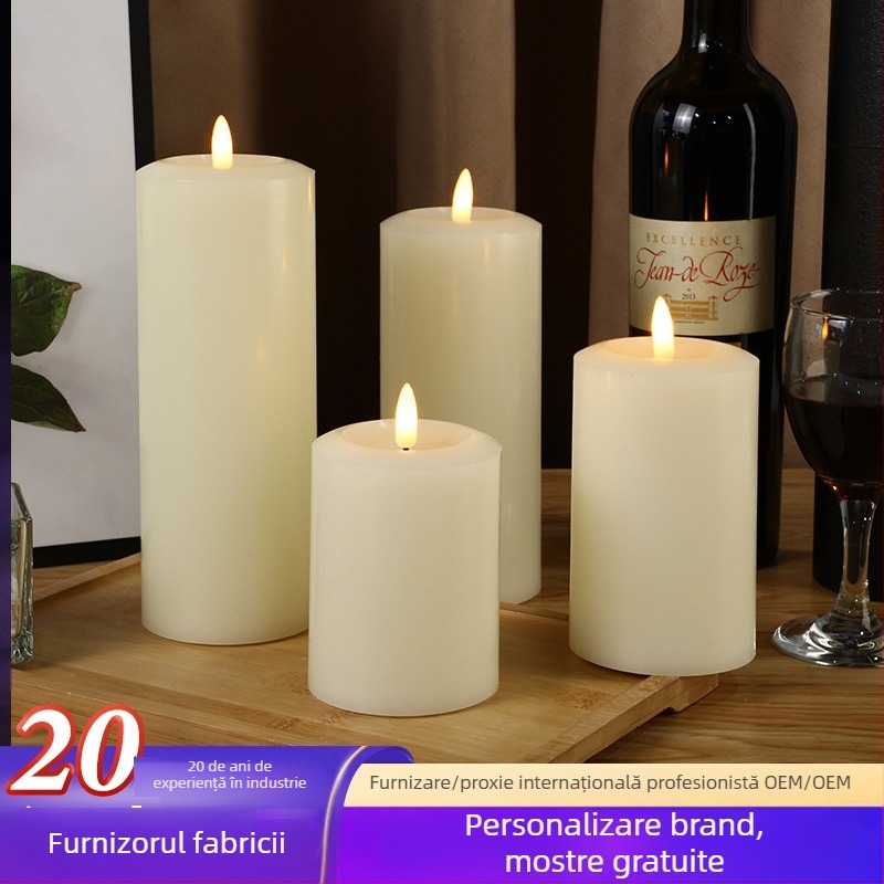 Lumânare electronică cilindrică cu telecomandă și personalizare