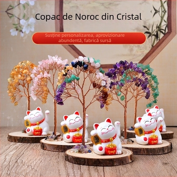 Arbore de Cristal cu Pisică Norocoasă — Citrine; Brand: Dingca likes; Categorie: Arbore de cristal; Stil: Minimalism modern