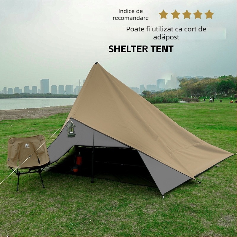 Canopă de camping cu sistem de cârlige multiple, țesătură Oxford 210D, impermeabil 3000–8000 mm, formă pătrată