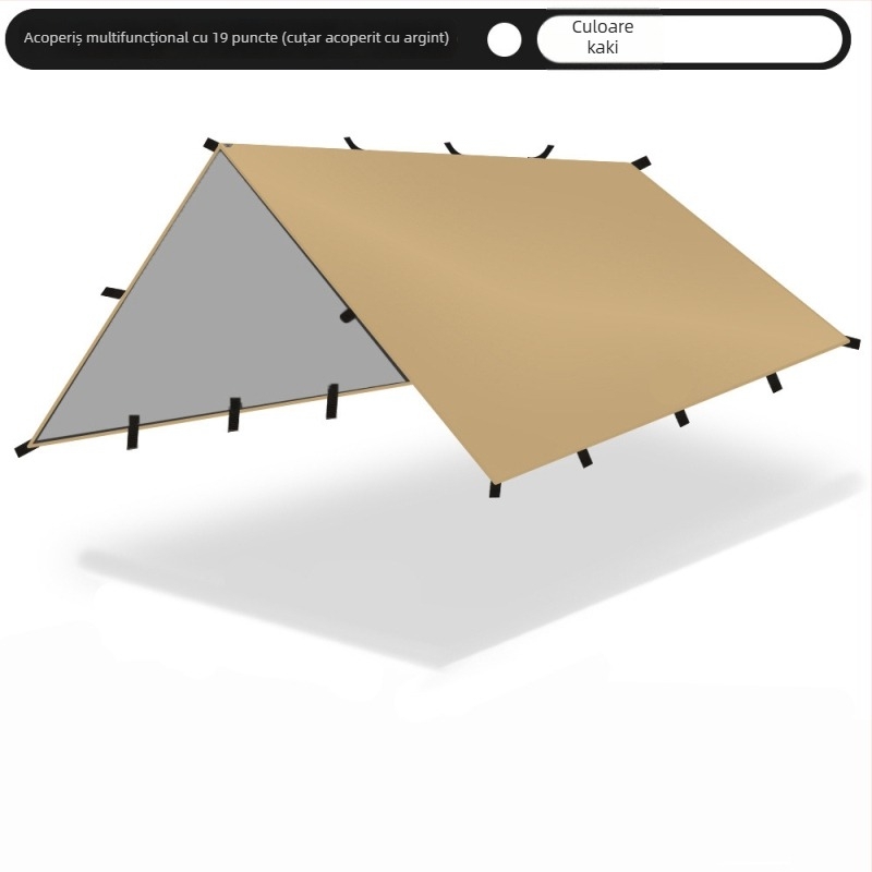 Canopă de camping cu sistem de cârlige multiple, țesătură Oxford 210D, impermeabil 3000–8000 mm, formă pătrată