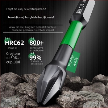 Șurubelniță electrică cu cap cruce, inel magnetic din oțel wolfram, duritate înaltă, vârf anti-alunecare