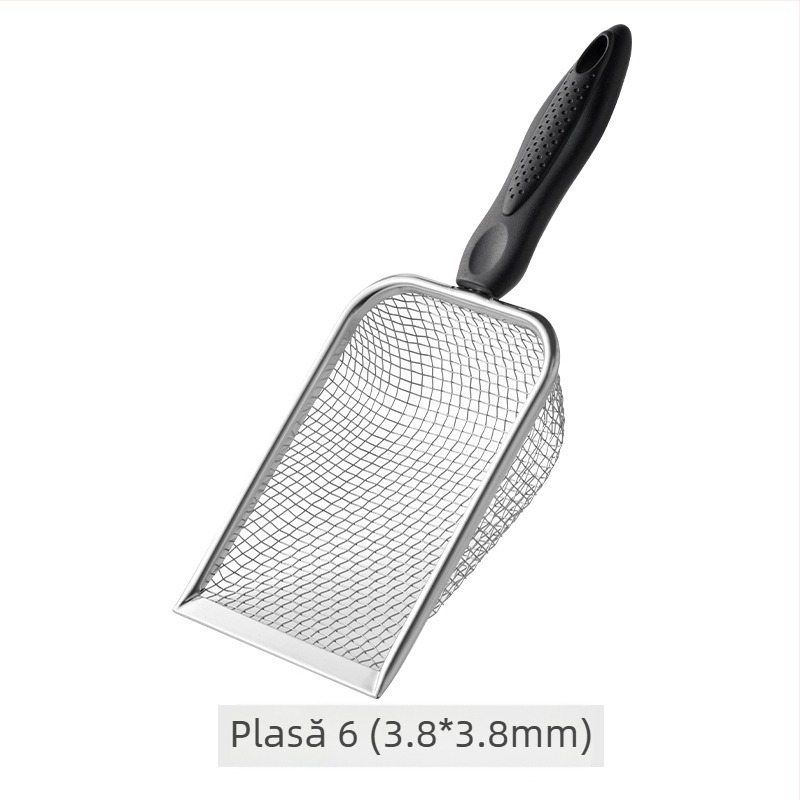 Lingură pentru nisip de pisică cu găuri fine, din oțel inoxidabil și PP