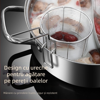 Coș de prăjit din oțel inoxidabil 304 cu filtru pentru tăiței, gustări și cartofi prăjiți – mâner antiarsură, cârlig simplu, personalizare Zhenggang Hardware