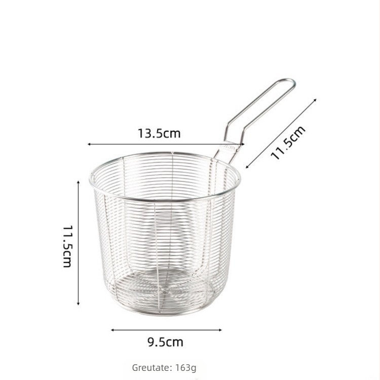Coș de prăjit din oțel inoxidabil 304 cu filtru pentru tăiței, gustări și cartofi prăjiți – mâner antiarsură, cârlig simplu, personalizare Zhenggang Hardware
