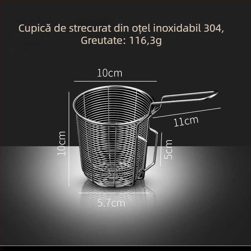 Coș de prăjit din oțel inoxidabil 304 cu filtru pentru tăiței, gustări și cartofi prăjiți – mâner antiarsură, cârlig simplu, personalizare Zhenggang Hardware