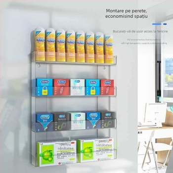 Raft de afișaj pentru țigări, montat pe perete, depozitare cu mai multe niveluri, din plastic