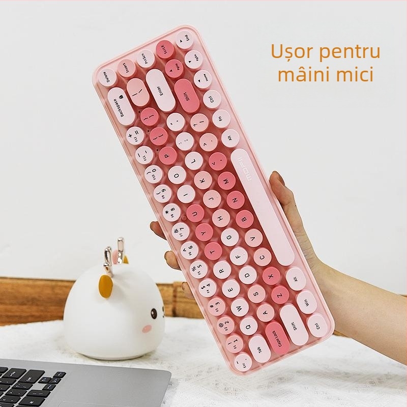 Set de tastatură și mouse wireless – 2.4G, interfețe USB pentru tastatură și mouse, mini 68 taste, taste multimedia, design ergonomic