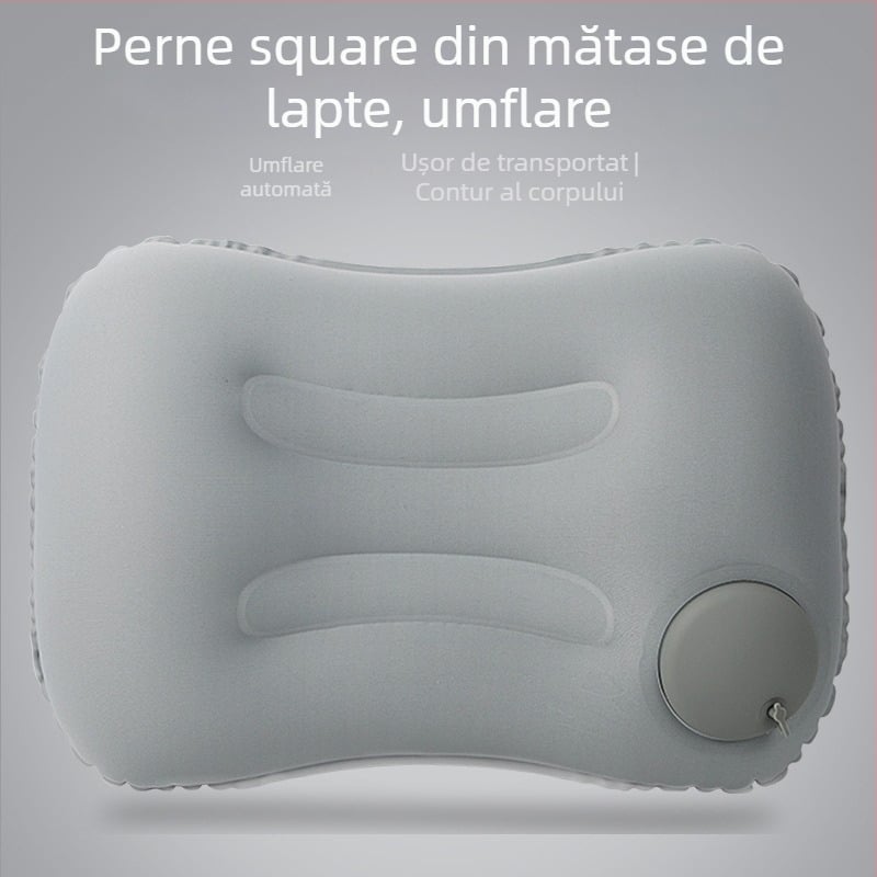 Milk Silk pernă gonflabilă pătrată — minimalistă, pentru adulți, pernă de călătorie gonflabilă (Material: Milk silk; Model: Milk silk inflatable square pillow)