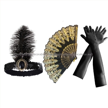 Bentiță de păr cu pene și accente de diamante - inspirată din anii 1920, cod SHI231440, în stoc, vara 2025