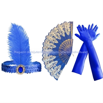 Bentiță de păr cu pene și accente de diamante - inspirată din anii 1920, cod SHI231440, în stoc, vara 2025