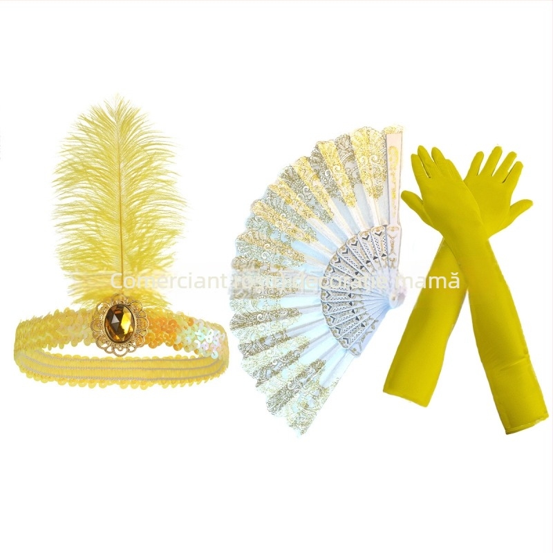 Bentiță de păr cu pene și accente de diamante - inspirată din anii 1920, cod SHI231440, în stoc, vara 2025