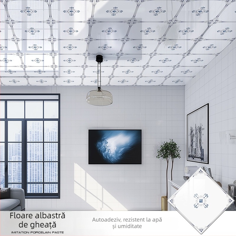 Tapet autoadeziv pentru tavan cu model geometric, rezistent la apă și pete, grosime 2,5 mm