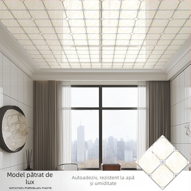 Tapet autoadeziv pentru tavan cu model geometric, rezistent la apă și pete, grosime 2,5 mm
