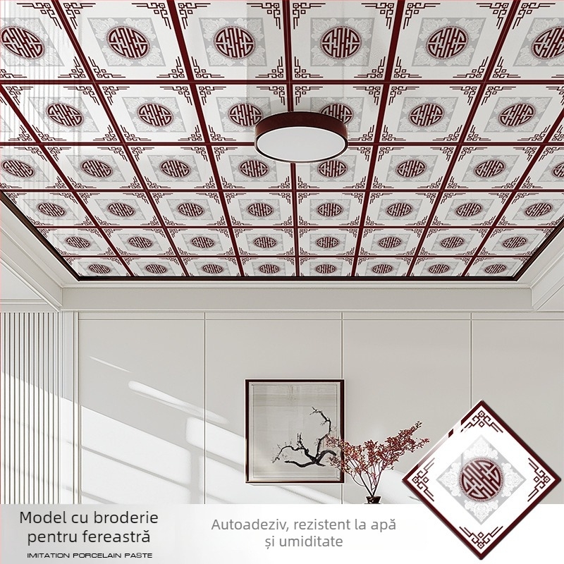 Tapet autoadeziv pentru tavan cu model geometric, rezistent la apă și pete, grosime 2,5 mm