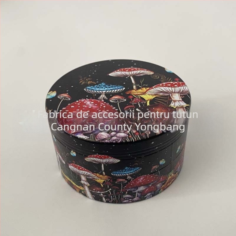 Râșniță de tutun, aliaj de zinc, patru niveluri, imprimare UV, posibilitatea de imprimare a logo-ului