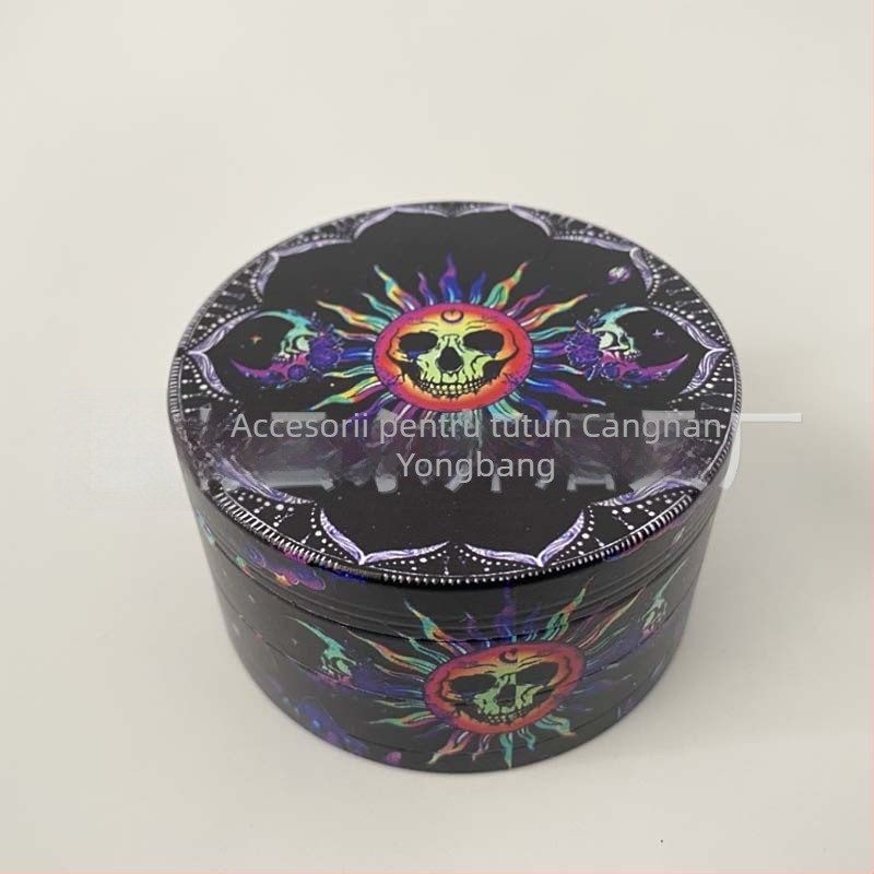 Râșniță de tutun, aliaj de zinc, patru niveluri, imprimare UV, posibilitatea de imprimare a logo-ului