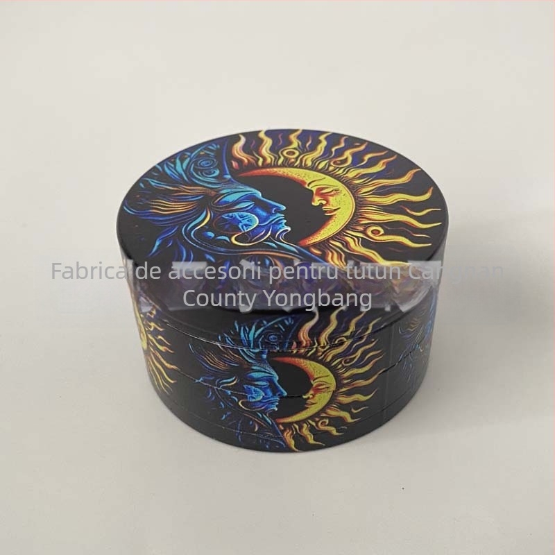 Râșniță de tutun, aliaj de zinc, patru niveluri, imprimare UV, posibilitatea de imprimare a logo-ului