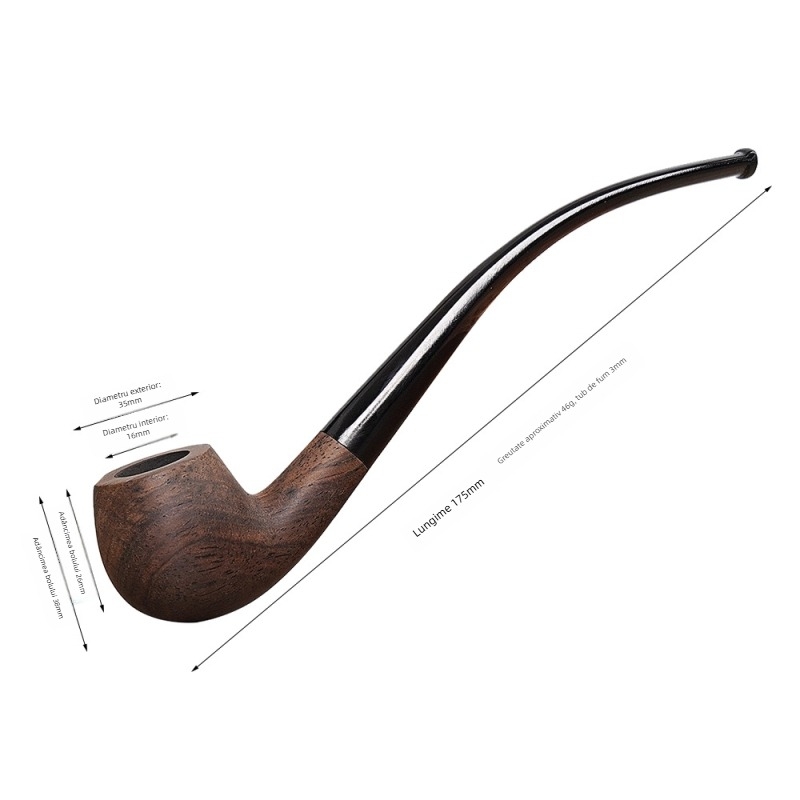 Pipă Old Fox din abanos cu filtru – Set de fum din lemn masiv, Cutie cu 100 de bucăți, Imprimare logo disponibilă