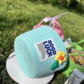 Coș de depozitare, stil Flower hand basket (Material: sfoară de bumbac; Model: Flower hand basket; Stil: Cartoon cute; Lansare: Iarna 2023; Cantitate în cutie: 80)