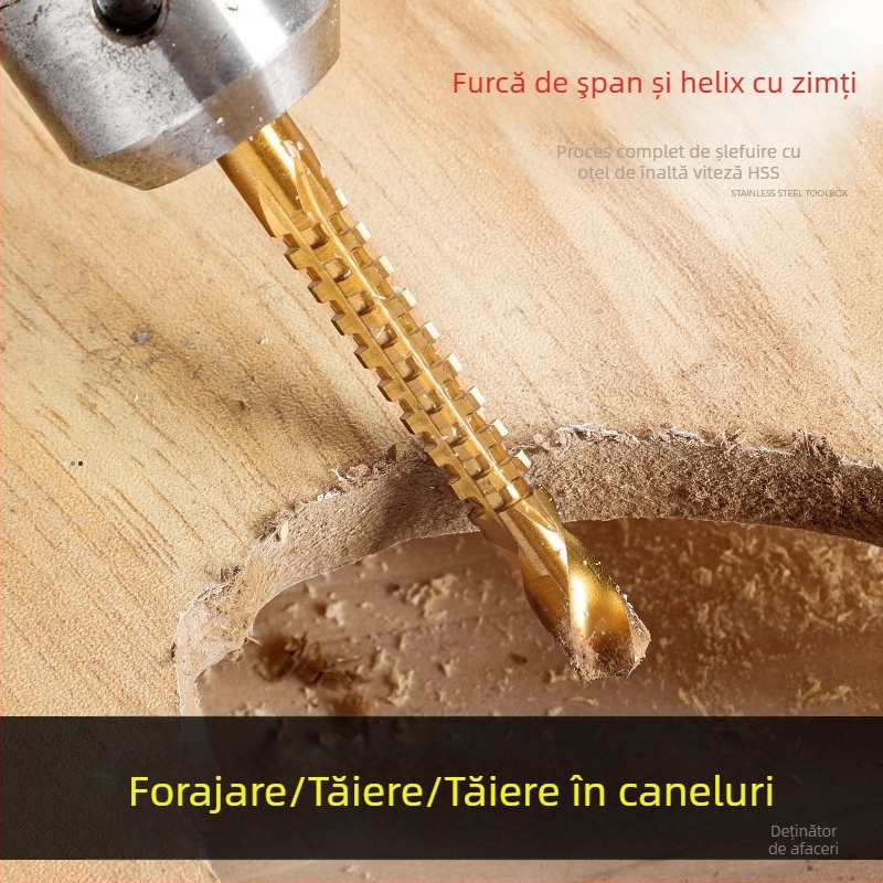 Enjoy burghiu canelator dințat pentru bormașină electrică – ansamblu multifuncțional pentru canelare și găurire în lemn