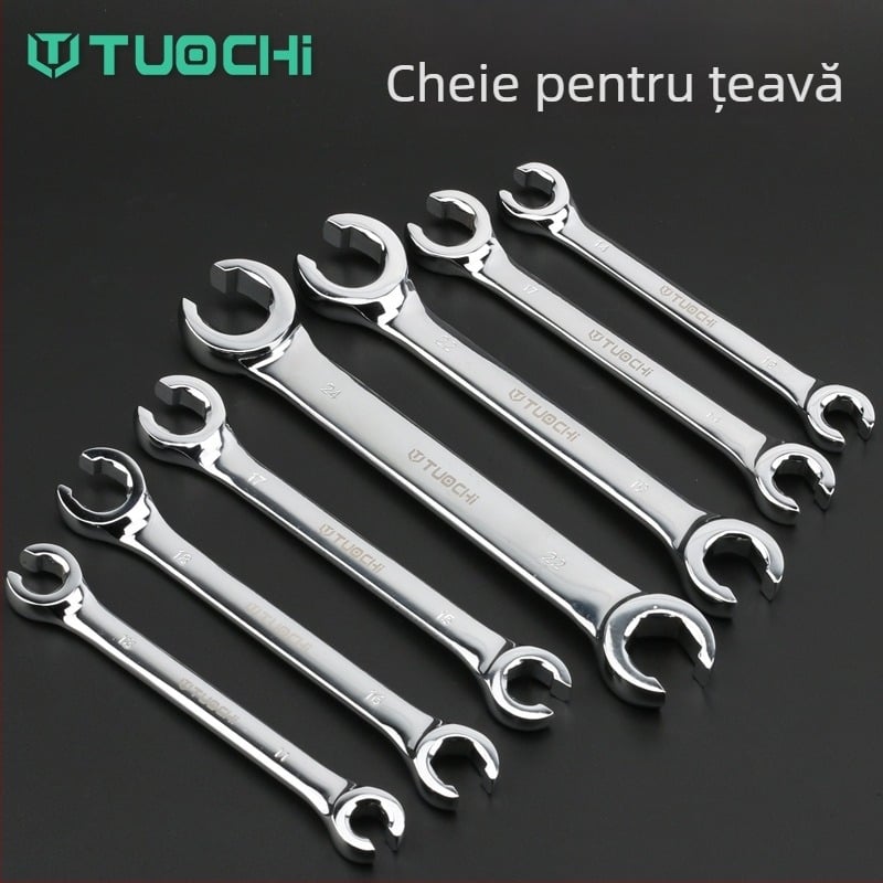 Tuochi Cheie pentru țevi de ulei – duală, cap hexagonal deschis, aliaj nichel-fier, cromare lucioasă, 0,5 kg