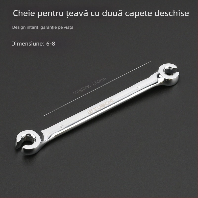 Tuochi Cheie pentru țevi de ulei – duală, cap hexagonal deschis, aliaj nichel-fier, cromare lucioasă, 0,5 kg