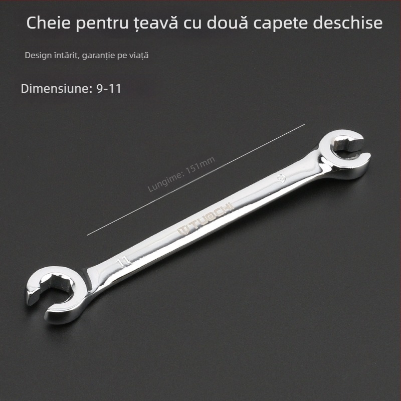 Tuochi Cheie pentru țevi de ulei – duală, cap hexagonal deschis, aliaj nichel-fier, cromare lucioasă, 0,5 kg