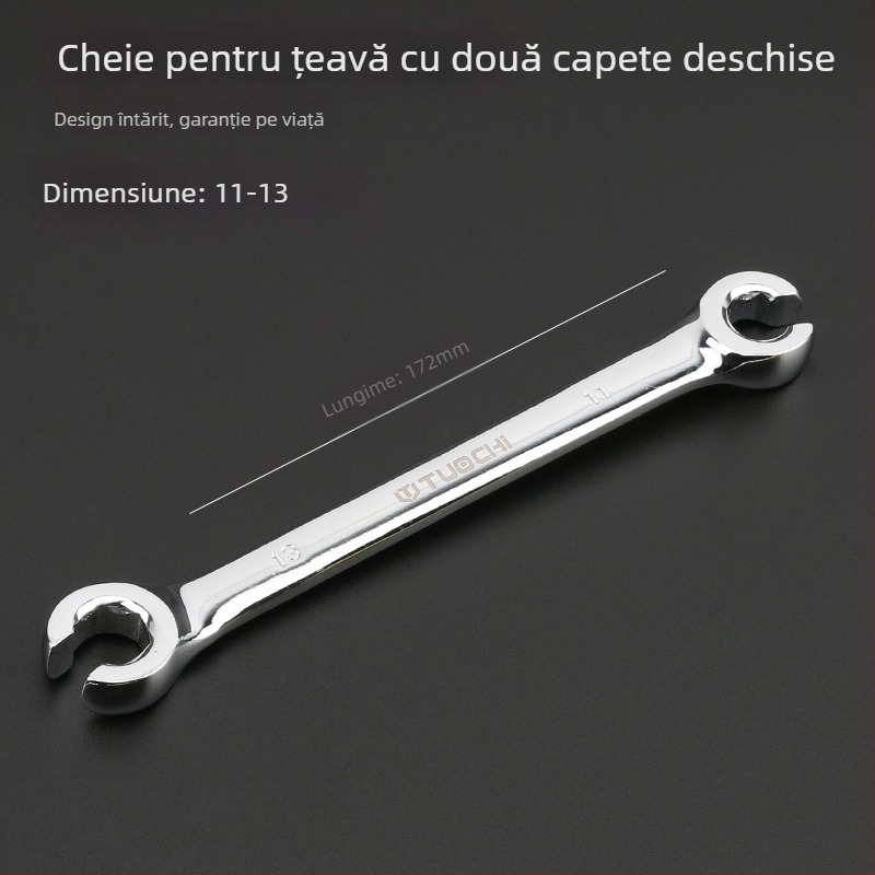 Tuochi Cheie pentru țevi de ulei – duală, cap hexagonal deschis, aliaj nichel-fier, cromare lucioasă, 0,5 kg