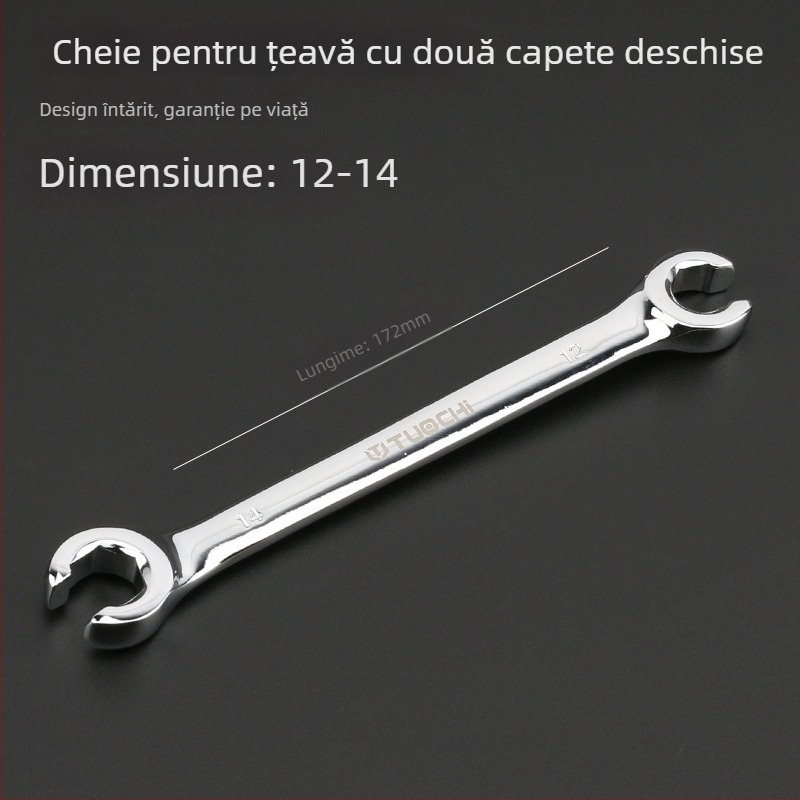 Tuochi Cheie pentru țevi de ulei – duală, cap hexagonal deschis, aliaj nichel-fier, cromare lucioasă, 0,5 kg