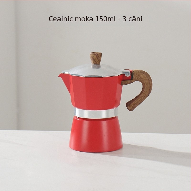 Moka pot italian pentru uz casnic, aliaj de aluminiu, seria Moka pot, extracția cafelei, imprimare logo disponibilă