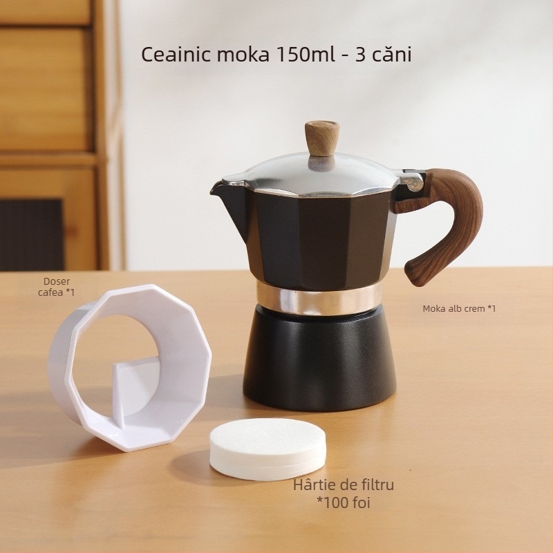Moka pot italian pentru uz casnic, aliaj de aluminiu, seria Moka pot, extracția cafelei, imprimare logo disponibilă