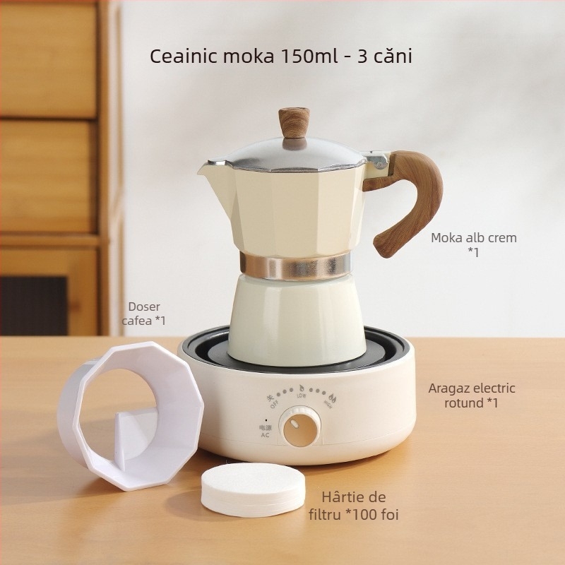 Moka pot italian pentru uz casnic, aliaj de aluminiu, seria Moka pot, extracția cafelei, imprimare logo disponibilă