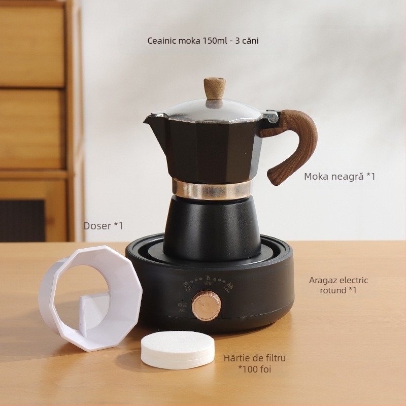 Moka pot italian pentru uz casnic, aliaj de aluminiu, seria Moka pot, extracția cafelei, imprimare logo disponibilă