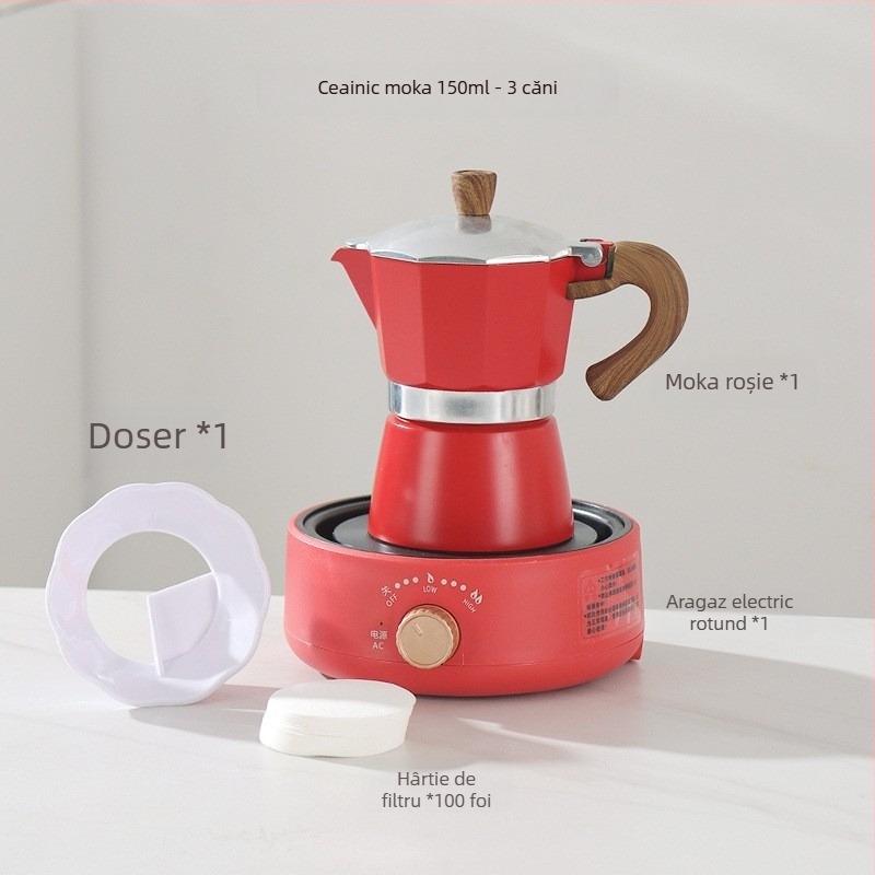 Moka pot italian pentru uz casnic, aliaj de aluminiu, seria Moka pot, extracția cafelei, imprimare logo disponibilă