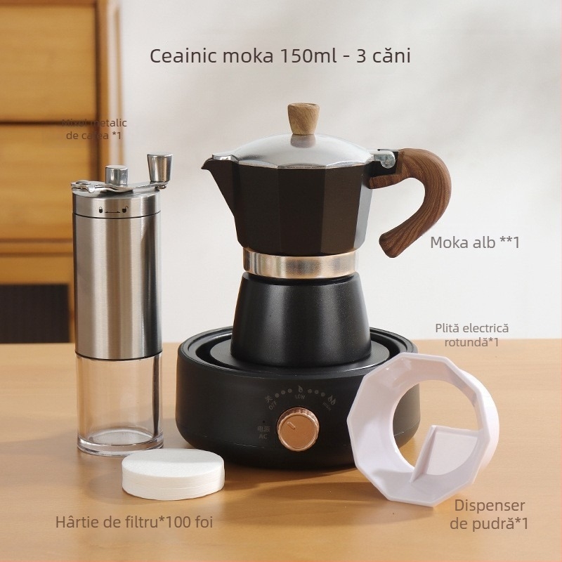 Moka pot italian pentru uz casnic, aliaj de aluminiu, seria Moka pot, extracția cafelei, imprimare logo disponibilă