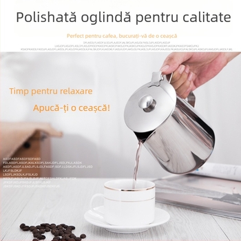 Cană pentru latte art cu gură ascuțită, corp îngroșat din oțel inoxidabil 201, cu scară de măsurare